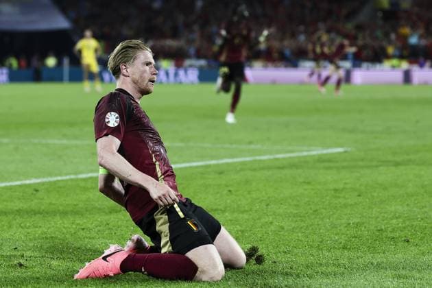 Belgium s Kevin De Bruyne fight for the ball during a soccer game between Belgian national soccer team Red Devils and Romania, Saturday 22 June 2024 in Cologne, Germany, the second match in the group stage of the UEFA EURO, EM, Europameisterschaft,Fussball 2024 European championships. BRUNOxFAHY  x95084592x