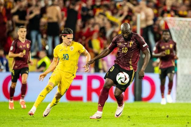 UEFA EURO 2024 Belgium Romania 22 06 2024 Romelu Lukaku Belgium, 10 , Lanis Haagi Romania, 10 UEFA EURO 2024 Belgium Romania Cologne Stadion, Cologne 22 06 2024 Copyright: xBEAUTIFULxSPORTS Buriakovx