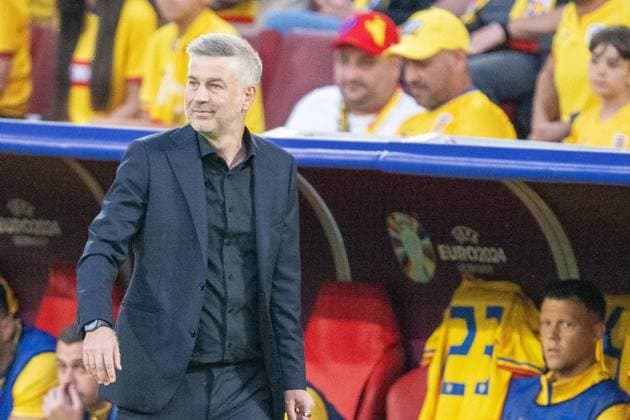 GER, EURO 2024, Group E, Belgium BEL vs Romania ROU 22 06 2024, Cologne Stadium, Cologne, GER, EURO 2024, Group E, Belgium BEL vs Romania ROU In the picture Edward Iordanescu Romania ROU, Head Chef friendly single action, half body half body cropping, single image, action, action, game scene nordphotoxGmbHxx xDenkinger nph00015