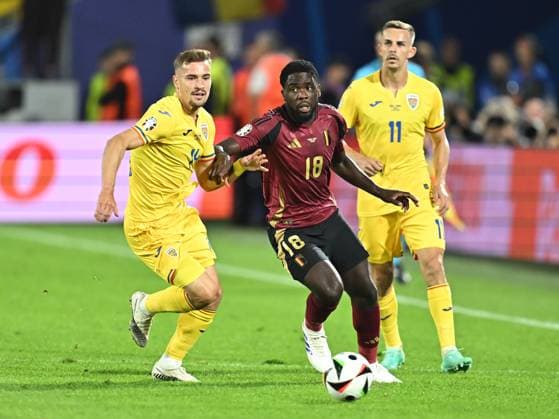 Darius Olaru and Orel Mangala in the UEFA EURO 2024 football match between Belgium and Romania at the Cologne Stadium in Cologne on Saturday 22 June 2024 Cologne Copyright: xRazvanxPasarica SPORTxPICTURESx