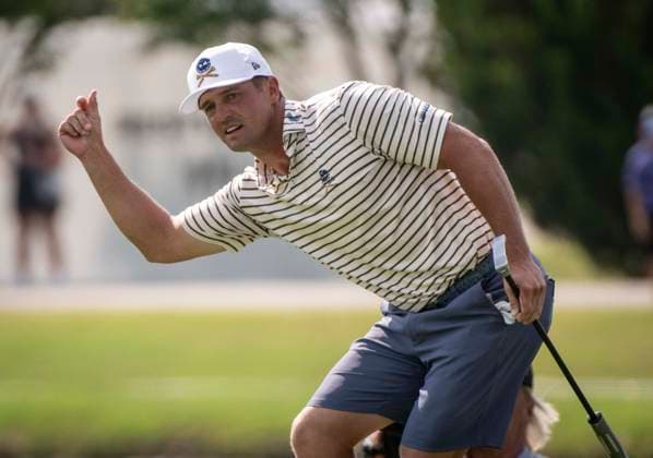 June 22, 2024, College Grove, Tennessee, USA: Bryson DeChambeau of Crushers GC reacts to his putt at hole 18 on day 2 of the LIV Golf Tournament at the Grove. College Grove USA - ZUMAh237 20240622_zsp_h237_036 Copyright: xCamdenxHallx