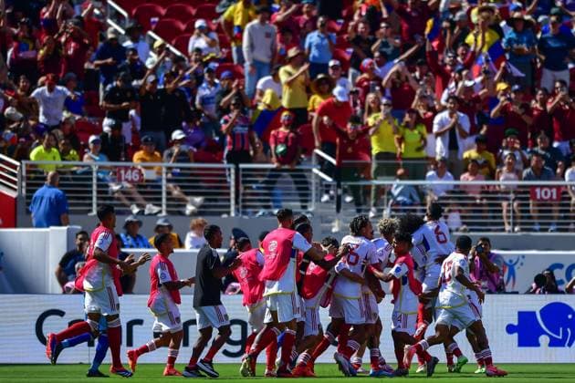 RECORD DATE NOT STATED Copa America USA 2024 Ecuador vs Venezuela Jhonder Cadiz celebrates his goal 1-1 of Venezuela during the game between Ecuador and Venezuela as part of the CONMEBOL Copa America USA 2024 group B, at Levis Stadium, on June 22, 2024 in Santa Clara, California, United States. SANTA CLARA CALIFORNIA UNITED STATES  Copyright: xIsaacxOrtizx 20240622183423_CA_GB_2024_ECU_VEN_CADIZ78