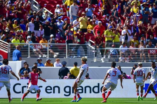 RECORD DATE NOT STATED Copa America USA 2024 Ecuador vs Venezuela Jhonder Cadiz celebrates his goal 1-1 of Venezuela during the game between Ecuador and Venezuela as part of the CONMEBOL Copa America USA 2024 group B, at Levis Stadium, on June 22, 2024 in Santa Clara, California, United States. SANTA CLARA CALIFORNIA UNITED STATES  Copyright: xIsaacxOrtizx 20240622183424_CA_GB_2024_ECU_VEN_CADIZ75