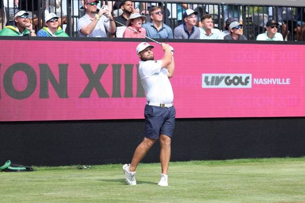 COLLEGE GROVE, TN - JUNE 22: Tyrrell Hatton (ENG) during the second round of LIV Golf Nashville on June 22, 2024 at the Grove Golf Course in College Grove, Tennessee. (Photo by Michael Wade Icon Sportswire) GOLF: JUN 22 LIV Golf League Nashville EDITORIAL USE ONLY Icon0622487