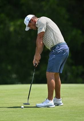 COLLEGE GROVE, TN - JUNE 22: Bryson DeChambeau (USA) of Crushers GC putts the ball during the Nashville LIV Golf Tournament on June 22, 2024, at The Grove in College Grove, TN. (Photo by Bryan Lynn Icon Sportswire) GOLF: JUN 22 LIV Golf League Nashville EDITORIAL USE ONLY Icon240622018