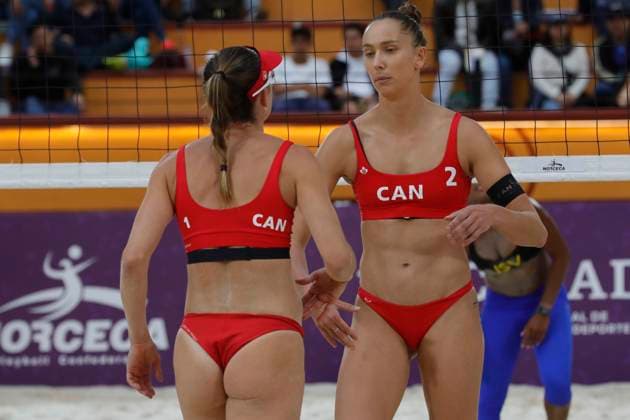 June 22, 2024, Tlaxcala, Ciudad de Mexico, Mexico: Heather Bansley 1 and Shopie Bukovec 2 of Team Canada celebrating against Team United States Virgin Islands during the Women s quarter finals match of Norceca 2024 Beach volleyball, Beachvolleyball Olympic Qualification Tournament . Team Canada defeats Team United States Virgin Islands 2 sets to 0. on June 22, 2024 in Tlaxcala, Mexico. Tlaxcala Mexico - ZUMAe321 20240622_zsa_e321_094 Copyright: xEssenexHernandez xEyepixxGroupx