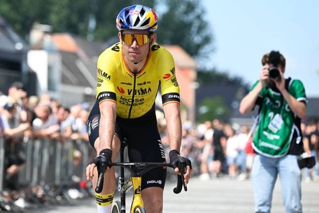 Belgian Wout van Aert of Team Visma-Lease a Bike pictured at the start of the men s elite race of the Belgian Championships cycling, 220 km, from Sint-Lievens-Houtem to Zottegem, on Sunday 23 June 2024. TOM GOYVAERTS TomxGoyvaerts  x95107598x