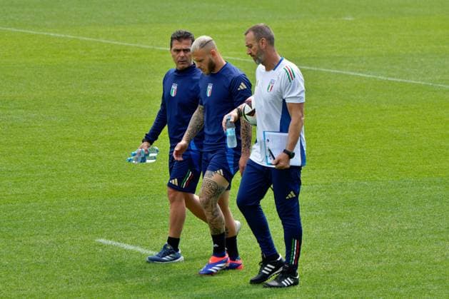Federico Dimarco of Italy during UEFA EURO, EM, Europameisterschaft,Fussball 2024 - Italy training session, UEFA European Football Championship in Iserlohn, Germany, June 23 2024  Copyright: xx xx IPA_Agency_IPA47397924