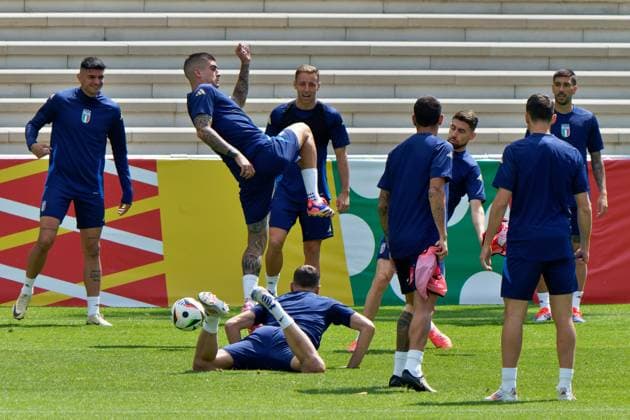 Players of Italy during UEFA EURO, EM, Europameisterschaft,Fussball 2024 - Italy training session, UEFA European Football Championship in Iserlohn, Germany, June 23 2024  Copyright: xx xx IPA_Agency_IPA47397976