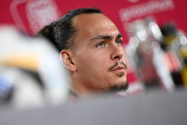 Belgium Media Activities - UEFA EURO, EM, Europameisterschaft,Fussball 2024 23 06 2024 FREIBERG AM NECKA, GERMANY - JUNE 23 : Theate Arthur defender of Belgium talking to the press during a press conference, PK, Pressekonferenz of the Belgian Red Devils at the UEFA EURO 2024 European Football Championship tournament on June 23, 2024 in Freiberg am Necka, Germany, 23 06 2024 Freiberg am Necka Germany  Copyright: xPeterxDexVoechtx