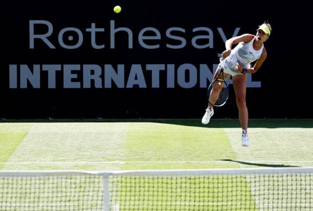 Magda Linette of Poland in action during their qualifying match. Rothesay International Eastbourne, Day 1, Tennis, Devonshire Park, Eastbourne, UK - 23 June 2024  Copyright: xJamesxMarsh Shutterstockx 14548083m