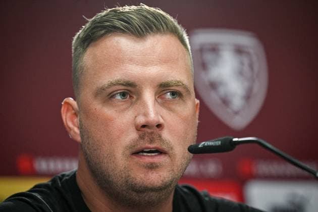 Czech assistant coach Jaroslav Kostl speaks during the press conference, PK, Pressekonferenz one day after the second match of Czech national soccer team within the European Football Championship in Group F against Georgia, in Norderstedt, Germany, on June 23, 2024. (CTKxPhoto VitxSimanek) CTKPhotoP2024062303156  CTKPhotoP2024062303156