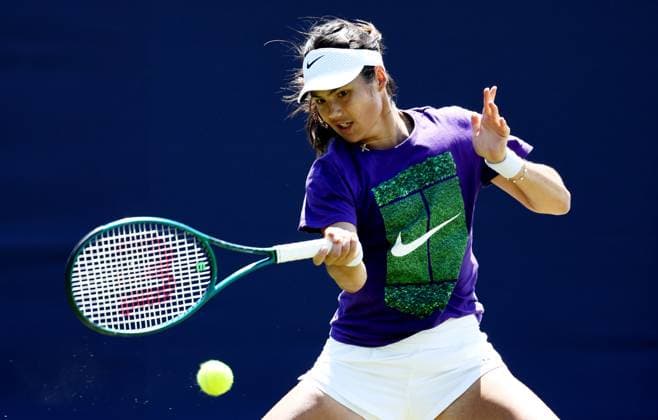 Emma Raducanu of Great Britain during a practice session. Rothesay International Eastbourne, Day 2, Tennis, Devonshire Park, Eastbourne, UK - 23 June 2024  Copyright: xJamesxMarsh Shutterstockx 14548083ap