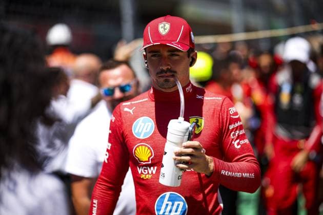 LECLERC Charles (mco), Scuderia Ferrari SF-24, portrait, starting grid during the Formula 1 Aramco Gran Premio de Espana 2024, 10th round of the 2024 Formula One World Championship, WM, Weltmeisterschaft from June 21 to 23, 2024 on the Circuit de Barcelona-Catalunya, in Montmeló, Spain - F1 - SPANISH GRAND PRIX 2024 DPPI Panoramic  240623_R10_SPAGNA_DP_EA022353_
