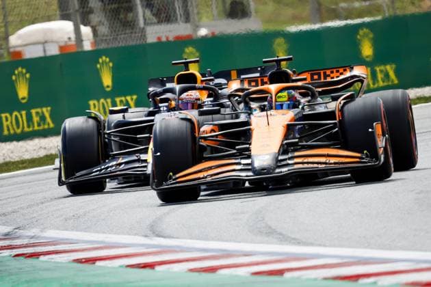 MONTMELO - (l-r) Max Verstappen (Red Bull Racing), Oscar Piastri (McLaren) in action during the Formula 1 Grand Prix of Spain at the Circuit de Catalunya. ANP SEM VAN DER WAL xVIxANPxSportx xxANPxIVx 501853171 originalFilename: 501853171.jpg