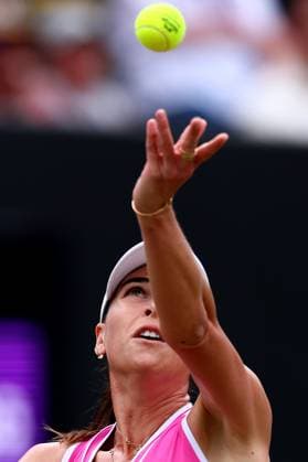 23rd June 2024; Edgbaston Priory Club, Birmingham, England: Rothesay Tennis Classic Birmingham, Day 7; Ajla Tomljanovic (AUS) serves during her womens singles final match against Yulia Putintseva (KAZ)  ActionPlus12659282 ShaunxBrooks