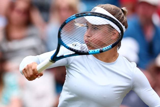 23rd June 2024; Edgbaston Priory Club, Birmingham, England: Rothesay Tennis Classic Birmingham, Day 7; Yulia Putintseva (KAZ) in action during her womens singles final match against Ajla Tomljanovic (AUS)  ActionPlus12659289 ShaunxBrooks