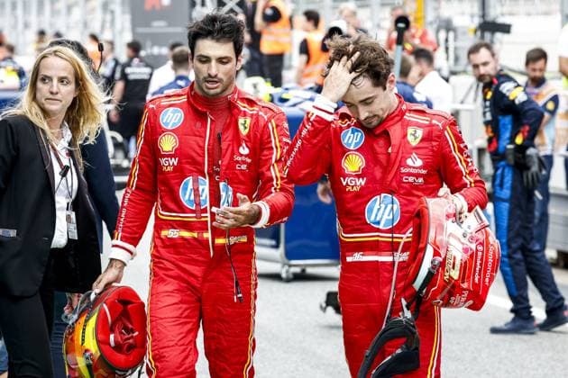 MONTMELO - (l-r) Carlos Sainz jr. (Ferrari), Charles Leclerc (Ferrari) after the Formula 1 Grand Prix of Spain at the Circuit de Catalunya. ANP SEM VAN DER WAL xVIxANPxSportx xxANPxIVx 501857932 originalFilename: 501857932.jpg