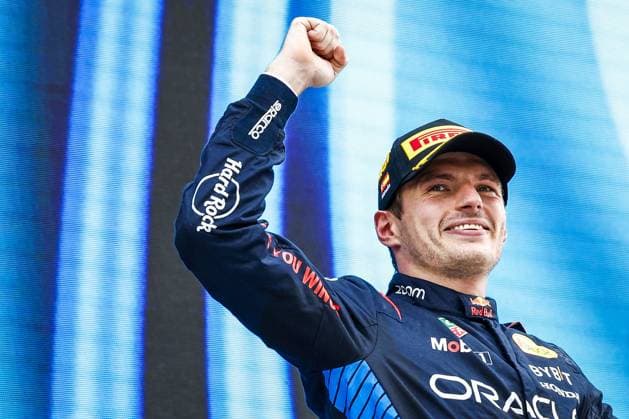 MONTMELO - Max Verstappen (Red Bull Racing) celebrates his victory during the Formula 1 Grand Prix of Spain at the Circuit de Catalunya. ANP SEM VAN DER WAL xVIxANPxSportx xxANPxIVx 501858150 originalFilename: 501858150.jpg