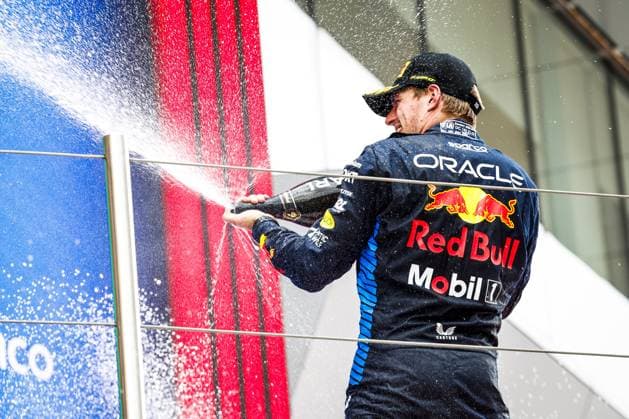 MONTMELO - Max Verstappen (Red Bull Racing) celebrates his victory during the Formula 1 Grand Prix of Spain at the Circuit de Catalunya. ANP SEM VAN DER WAL xVIxANPxSportx xxANPxIVx 501858360 originalFilename: 501858360.jpg