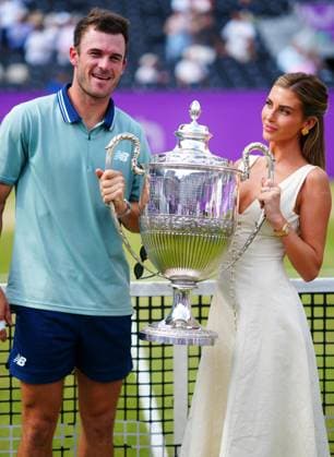 Tommy Paul celebrates winning Queens with his partner Paige Lorenze Cinch Championships, Day 7, Tennis, Queen s Club, London, UK - 23 June 2024  Copyright: xJavierxGarcia Shutterstockx 14543336c