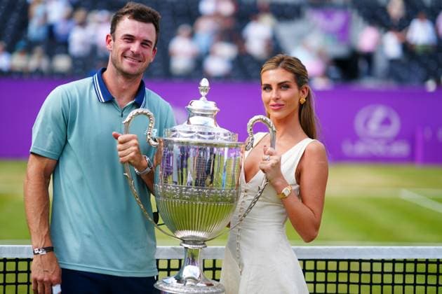 Tommy Paul celebrates winning Queens with his partner Paige Lorenze Cinch Championships, Day 7, Tennis, Queen s Club, London, UK - 23 June 2024  Copyright: xJavierxGarcia Shutterstockx 14543336b