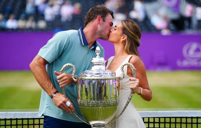 Tommy Paul celebrates winning Queens with his partner Paige Lorenze Cinch Championships, Day 7, Tennis, Queen s Club, London, UK - 23 June 2024  Copyright: xJavierxGarcia Shutterstockx 14543336z