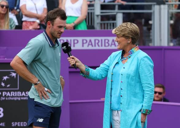 23rd June 2024; Cinch Championships, Queens Club, West Kensington, London, England: Cinch Championships Queens Club, Day 7, mens singles final; Tommy Paul (USA) interviewed post match by Clare Balding  ActionPlus12659312 JohnxPatrickxFletcher
