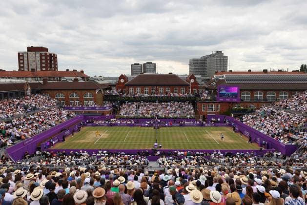 23rd June 2024; Cinch Championships, Queens Club, West Kensington, London, England: Cinch Championships Queens Club, Day 7, mens singles final; A packed Centre Court during the mens singles final between Tommy Paul (USA)vs Lorenzo Musetti (ITA)  ActionPlus12659319 JohnxPatrickxFletcher