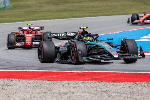 BARCELONA, SPAIN - JUNE 23: Lewis Hamilton (44) of United Kingdom and team Mercedes-AMG Petronas F1 Team during the Formula 1 Spanish Grand Prix on Sunday, June 23, 2024 at the Circuit De Catalunya in Barcelona, Spain. (Photo by Bob Kupbens Icon Sportswire) AUTO: JUN 23 F1 Spanish Grand Prix EDITORIAL USE ONLY Icon240623088
