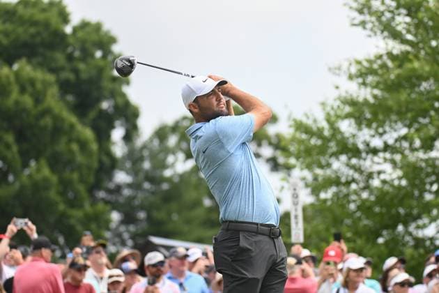 Sunday June 23, 2024: Scottie Scheffler follows his tee shot on the first hole during the final round of the Travelers Golf Championship in Cromwell, Connecticut. CSM Cromwell USA - ZUMAc04_ 20240623_zma_c04_003 Copyright: xGregoryxVasilx