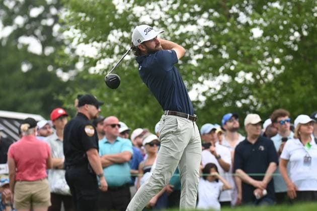 Sunday June 23, 2024: Cameron Young follows his tee shot on the first hole during the final round of the Travelers Golf Championship in Cromwell, Connecticut. CSM Cromwell USA - ZUMAc04_ 20240623_zma_c04_006 Copyright: xGregoryxVasilx