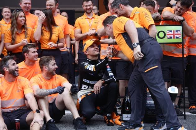 F1 Spanish Grand Prix 2024 Lando Norris of McLaren and Zak Brown after the Formula 1 Spanish Grand Prix at Circuit de Barcelona-Catalunya in Barcelona, Spain on June 23, 2024. Barcelona Spain  Copyright: xJakubxPorzyckix originalFilename:porzycki-f1spanis240623_npPLB.jpg