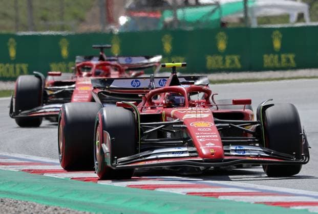 F1 Grand Prix of Spain Carlos Sainz and Charles Leclerc, from Scuderia Ferrari HP, are driving a Ferrari SF24 during the race of the Formula 1 Aramco Spanish Grand Prix, held at the Barcelona Catalunya circuit, in Barcelona, Spain, on June 23, 2024. Barcelona Barcelona Spain  Copyright: xUrbanandsportx originalFilename:urbanandsport-formula1240623_np9bq.jpg