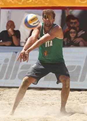 VolleyBall World Beach Pro Tour 2024 in Messina Carlo Bonifazi of the Italian national team, Nationalteam is playing the final stages of the Volleyball World Beach Pro Tour 2024 match for the 3rd place final in Messina, Italy, on June 23, 2024 Messina Italy  Copyright: xGabrielexMaricchiolox originalFilename:maricchiolo-volleyba240623_npYO7.jpg