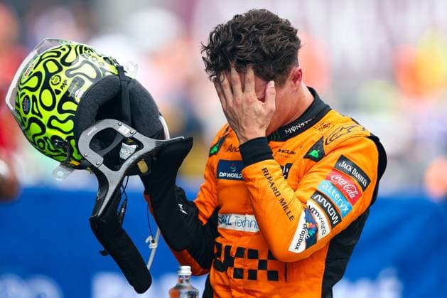 Lando Norris of Great Britain and McLaren gestures, gestures, Race, F1 Grand Prix of Spain, Circuit de Barcelona Catalunya on June 23, 2024 in Barcelona, Spain Photo by Diogo Cardoso DeFodi Images Lando Norris of Great Britain and McLaren gestures with dejection in parc ferme, Race, F1 Grand Prix of Spain, Circuit de Barcelona Catalunya on June 23, 2024 in Barcelona, Spain Photo by Diogo Cardoso DeFodi Images Defodi 645 f1spa20240623 1775 Defodi-645