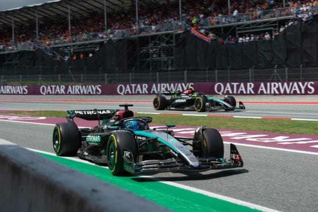 Barcelona: 63 George Russell (GBR) MERCEDES-AMG PETRONAS F1 TEAM during the race of the F1 ARAMCO GRAND PRIX OF SPAIN 2024 from 21 to 24 of june @FOTO RACINGPICTURE during FORMULA 1 ARAMCO GRAN PREMIO DE ESPANA 2024 - Race, Formula 1 Championship in Barcelona, Spain, June 23 2024 Formula 1 Championship - FORMULA 1 ARAMCO GRAN PREMIO DE ESPANA 2024 - Race  - ZUMAp169 20240623_zsa_p169_382 Copyright: xIPAx