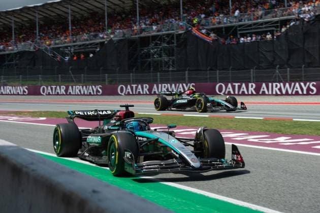Formula 1 Championship - FORMULA 1 ARAMCO GRAN PREMIO DE ESPANA 2024 - Race 63 George Russell (GBR) MERCEDES-AMG PETRONAS F1 TEAM during the race of the F1 ARAMCO GRAND PRIX OF SPAIN 2024 from 21 to 24 of june @FOTO RACINGPICTURE during FORMULA 1 ARAMCO GRAN PREMIO DE ESPANA 2024 - Race, Formula 1 Championship in Barcelona, Spain, June 23 2024 Barcelona Spain  Copyright: xIPAxSport ABACAx