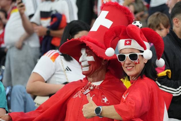 Swiss fans in the Frankfurt stadium 23 06 2024 Germany vs Switzerland, EURO2024 M25, Group A, EM Arena Frankfurt
