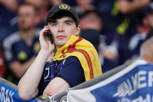 Scotland v Hungary: Group A - UEFA EURO, EM, Europameisterschaft,Fussball 2024 Scottish fan before the UEFA EURO 2024 group stage match between Scotland and Hungary at Stuttgart Arena on June 23, 2024 in Stuttgart, Germany. Stuttgart Stuttgart Arena Germany Germany Copyright: xRichardxSellers Sportsphoto APLx 14042317