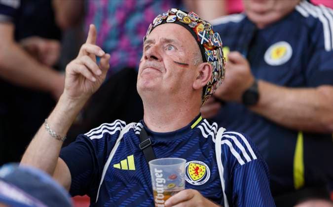Scotland v Hungary: Group A - UEFA EURO, EM, Europameisterschaft,Fussball 2024 Scottish fan before the UEFA EURO 2024 group stage match between Scotland and Hungary at Stuttgart Arena on June 23, 2024 in Stuttgart, Germany. Stuttgart Stuttgart Arena Germany Germany Copyright: xRichardxSellers Sportsphoto APLx 14042319