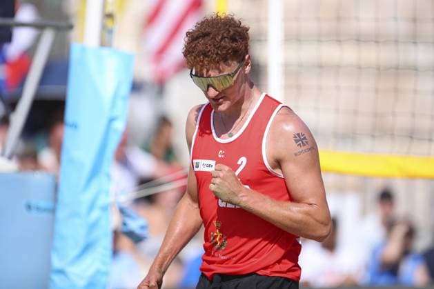 Messina: Maximilian Just (GER) celebration during World Beach Pro Tour, Beach Volley match in Messina, Italy, June 23 2024 Beach Volley match - World Beach Pro Tour  - ZUMAp169 20240623_zsa_p169_568 Copyright: xIPAx