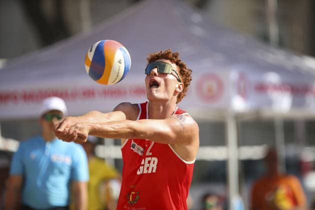 Messina: Maximilian Just (GER) in action during World Beach Pro Tour, Beach Volley match in Messina, Italy, June 23 2024 Beach Volley match - World Beach Pro Tour  - ZUMAp169 20240623_zsa_p169_570 Copyright: xIPAx