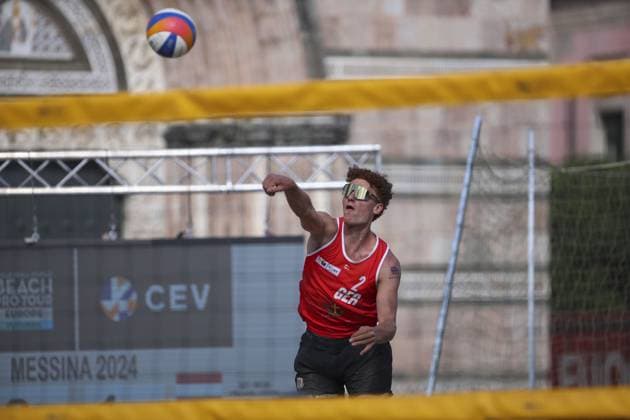 Messina: Maximilian Just (GER) in action during World Beach Pro Tour, Beach Volley match in Messina, Italy, June 23 2024 Beach Volley match - World Beach Pro Tour  - ZUMAp169 20240623_zsa_p169_575 Copyright: xIPAx