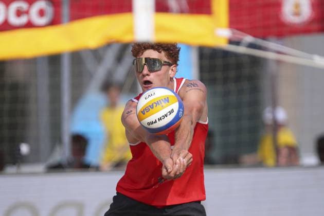Messina: Maximilian Just (GER) in action during World Beach Pro Tour, Beach Volley match in Messina, Italy, June 23 2024 Beach Volley match - World Beach Pro Tour  - ZUMAp169 20240623_zsa_p169_583 Copyright: xIPAx