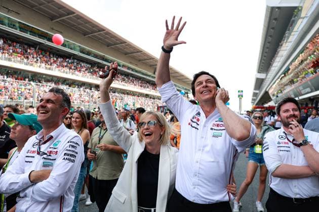 WOLFF Susie, Managing Director of the F1 Academy, portrait WOLFF Toto (aut), Team Principal & CEO of Mercedes AMG F1 Team, portrait during the Formula 1 Aramco Gran Premio de Espana 2024, 10th round of the 2024 Formula One World Championship, WM, Weltmeisterschaft from June 21 to 23, 2024 on the Circuit de Barcelona-Catalunya, in Montmeló, Spain - F1 - SPANISH GRAND PRIX 2024 DPPI Panoramic  240623_R10_SPAGNA_DP_F12024GP10ESP_JK422226