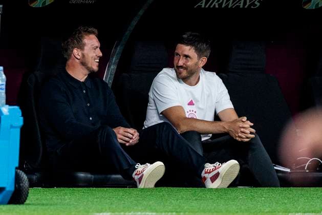 UEFA EURO 2024 Switzerland Germany 23 06 2024 Julian Nagelsmann Germany, head coach with assistant coach Benjamin Glück UEFA EURO 2024 Switzerland Germany Frankfurt Arena, Frankfurt 23 06 2024 Copyright: xBEAUTIFULxSPORTS Wunderlx