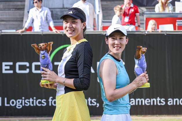 Doubles winners 2024 Xinyu Wang CHN and Saisai Zheng CHN , ecotrans Ladies Open 2024, Berlin, LTTC Rot Weiß , 23 06 2024, Copyright: xClaudioxGärtnerx