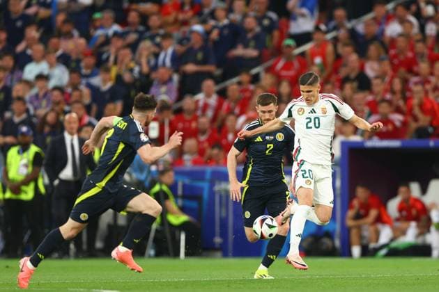 Roland Sallai of Hungary Scotland v Hungary, UEFA European Championship, EM, Europameisterschaft 2024, Group A, Football, Stuttgart Arena, Stuttgart, Germany, 23 Jun 2024 EDITORIAL USE ONLY No use with unauthorised audio, video, data, fixture lists, club league logos or live services. Online in-match use limited to 120 images, no video emulation. No use in betting, games or single club league player publications.  Copyright: xKieranxMcManus Shutterstockx 14548072ai