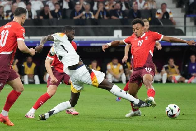 Antonio Rüdiger Germany Germany, 02 clears against Dan Ndoye Switzerland, Switzerland, Suisse, 19 Frankfurt 23 06 2024 Germany vs Switzerland, EURO2024 M25, Group A, EM Arena Frankfurt